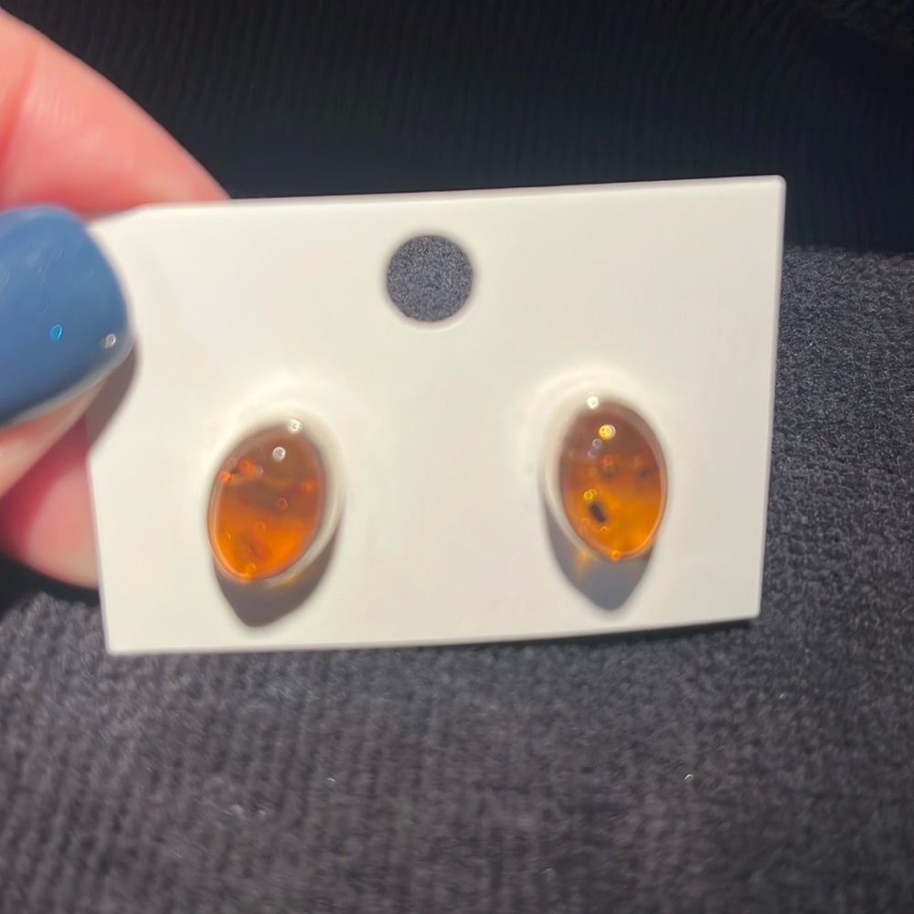 Baltic Amber & Sterling Silver stud earrings